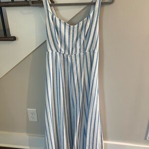 Old Navy Blue and White Striped Midi Dress